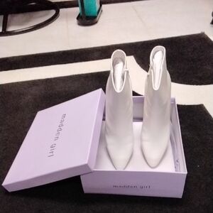 Madden Girl Sleek White Ankle Booties